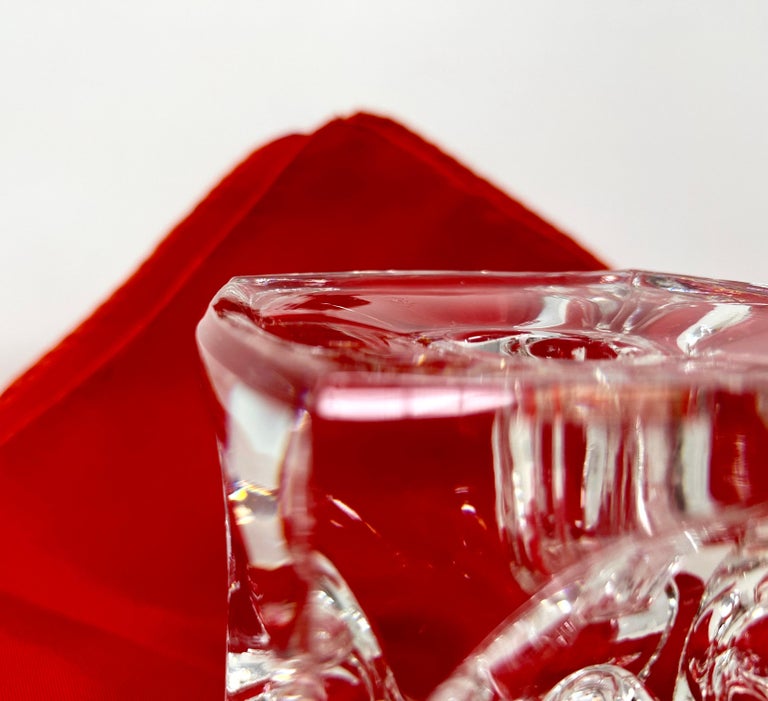 Bohemian Czech Art Glass Ice Cube Candle Holder by Rudolf Jurnikl