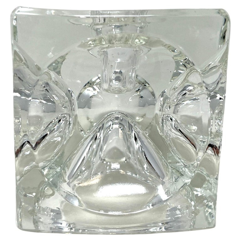 Bohemian Czech Art Glass Ice Cube Candle Holder by Rudolf Jurnikl