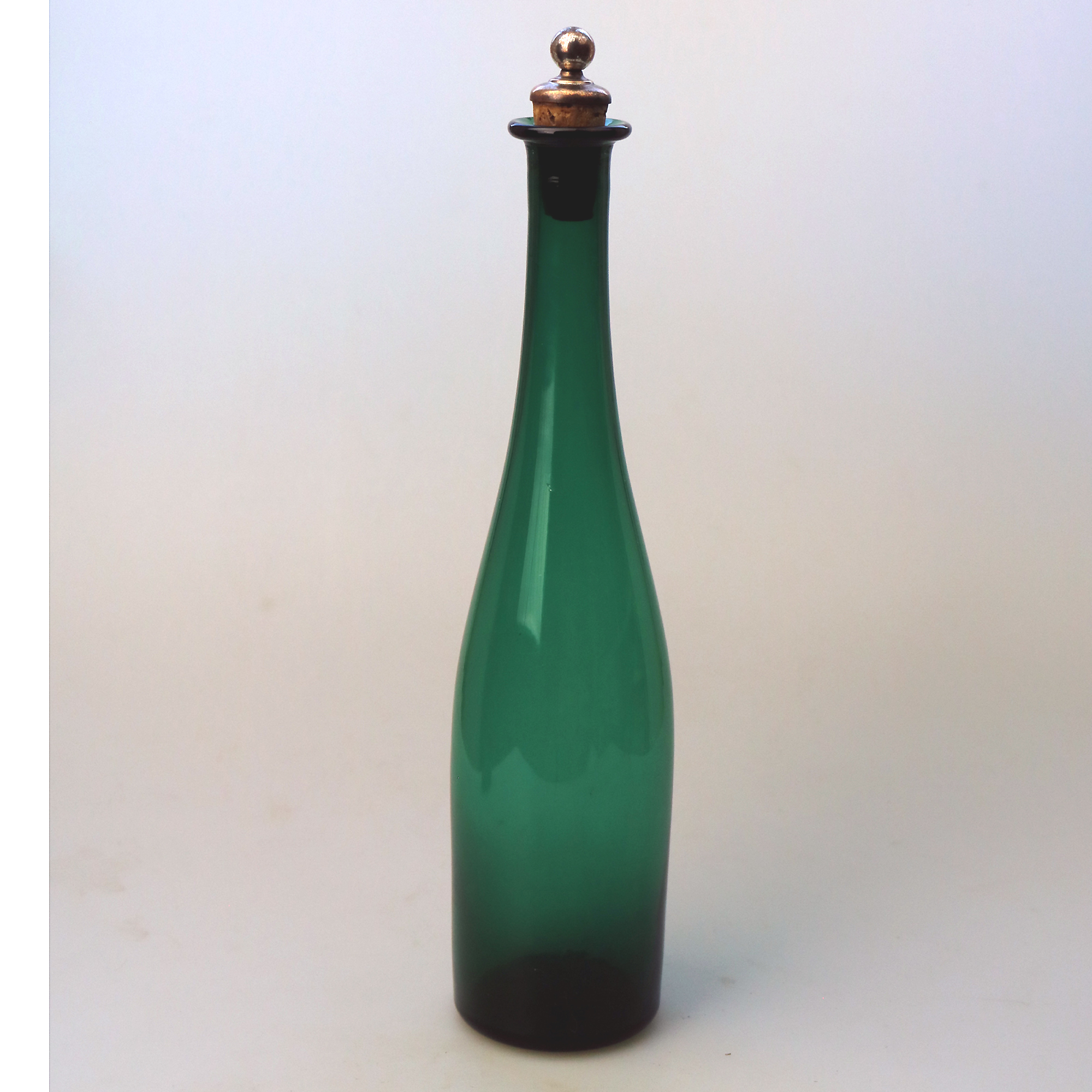 An early Victorian antique Bristol green glass Wine Decanter Bottle C.19thC