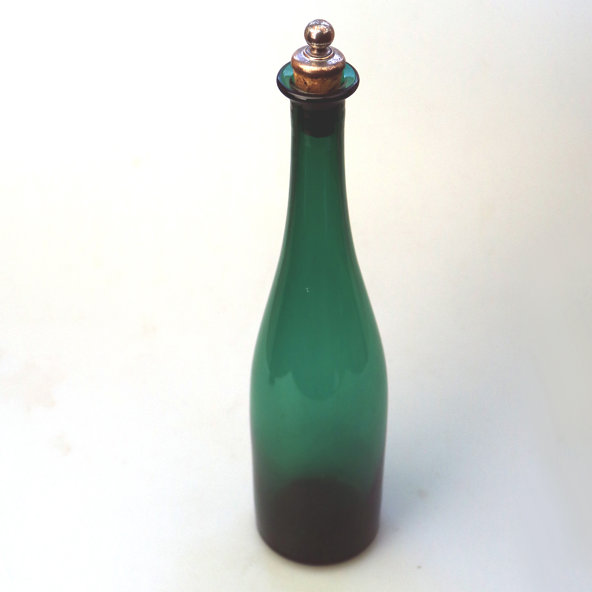 An early Victorian antique Bristol green glass Wine Decanter Bottle C.19thC