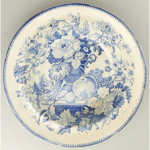 An unusual antique English pottery blue & white Transferware Soup Bowl C.19thC