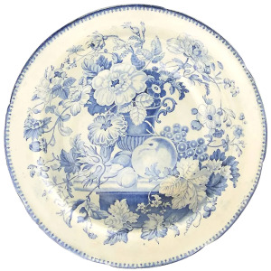 An unusual antique English pottery blue & white Transferware Soup Bowl C.19thC