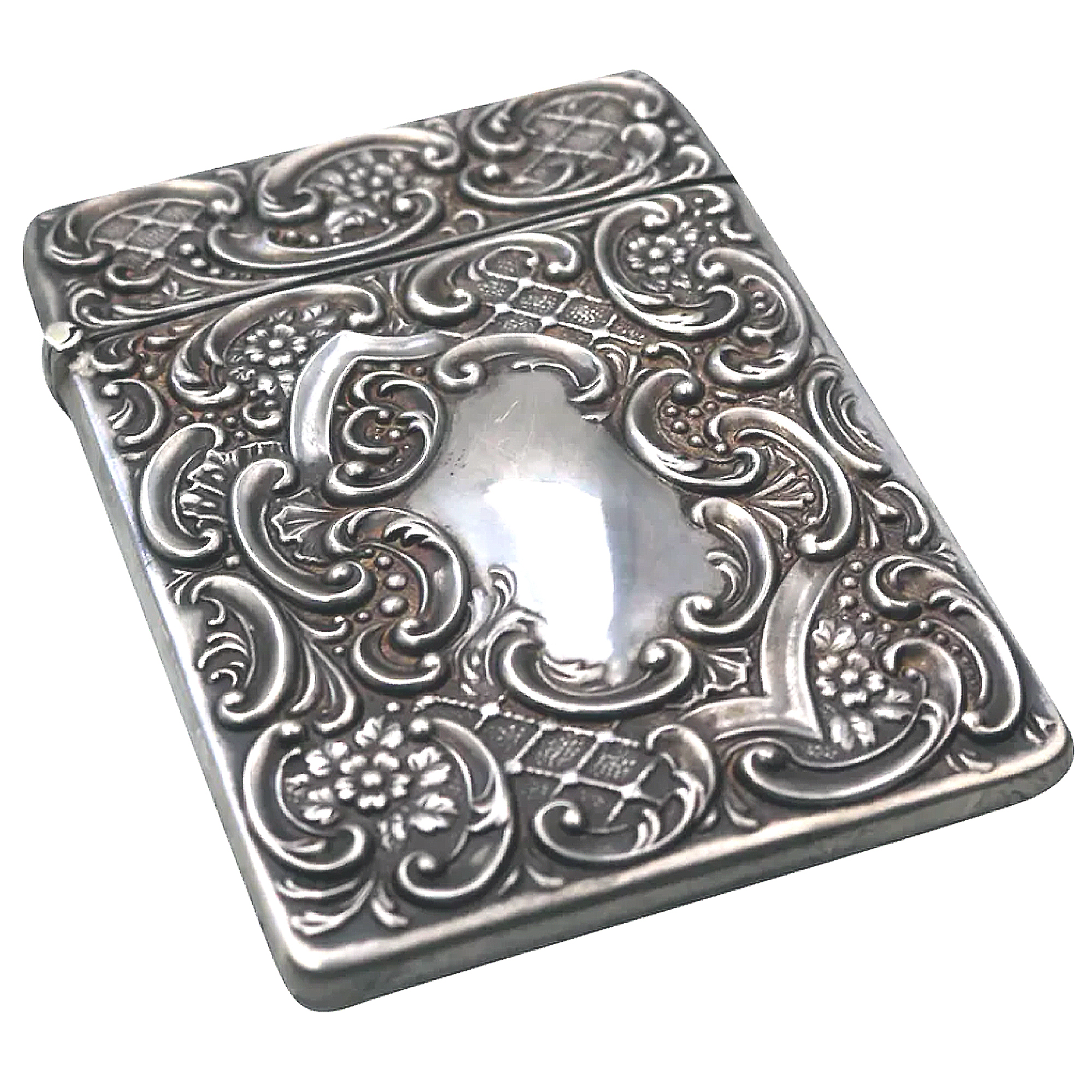 An antique English solid silver Crisford & Norris Visiting Card Case 56gm C.1908