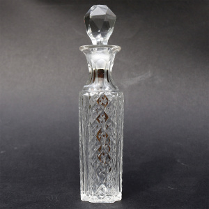 An antique cut glass Cayenne Pepper Cruet Bottle & gilt Spoon C.19thC