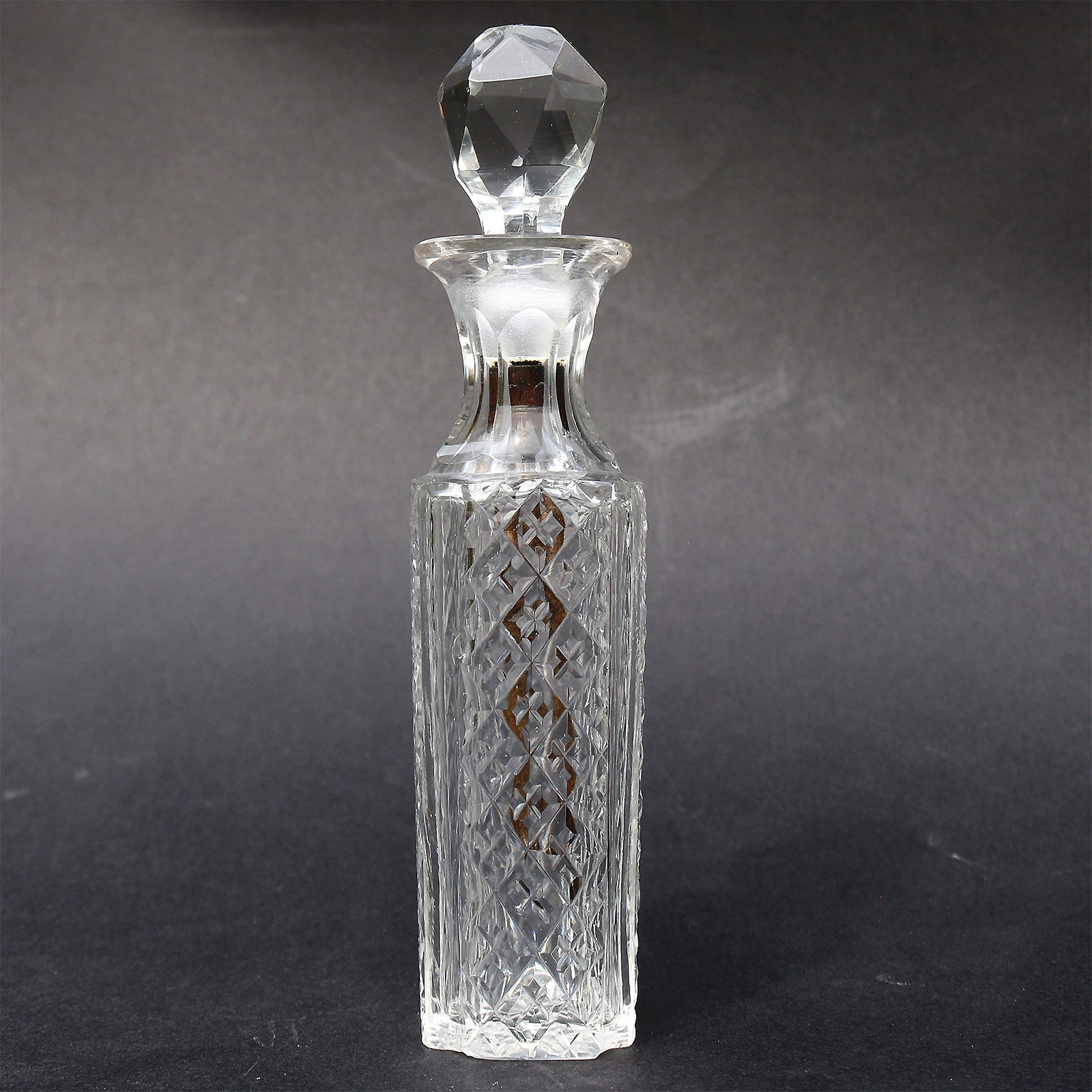 An antique cut glass Cayenne Pepper Cruet Bottle & gilt Spoon C.19thC