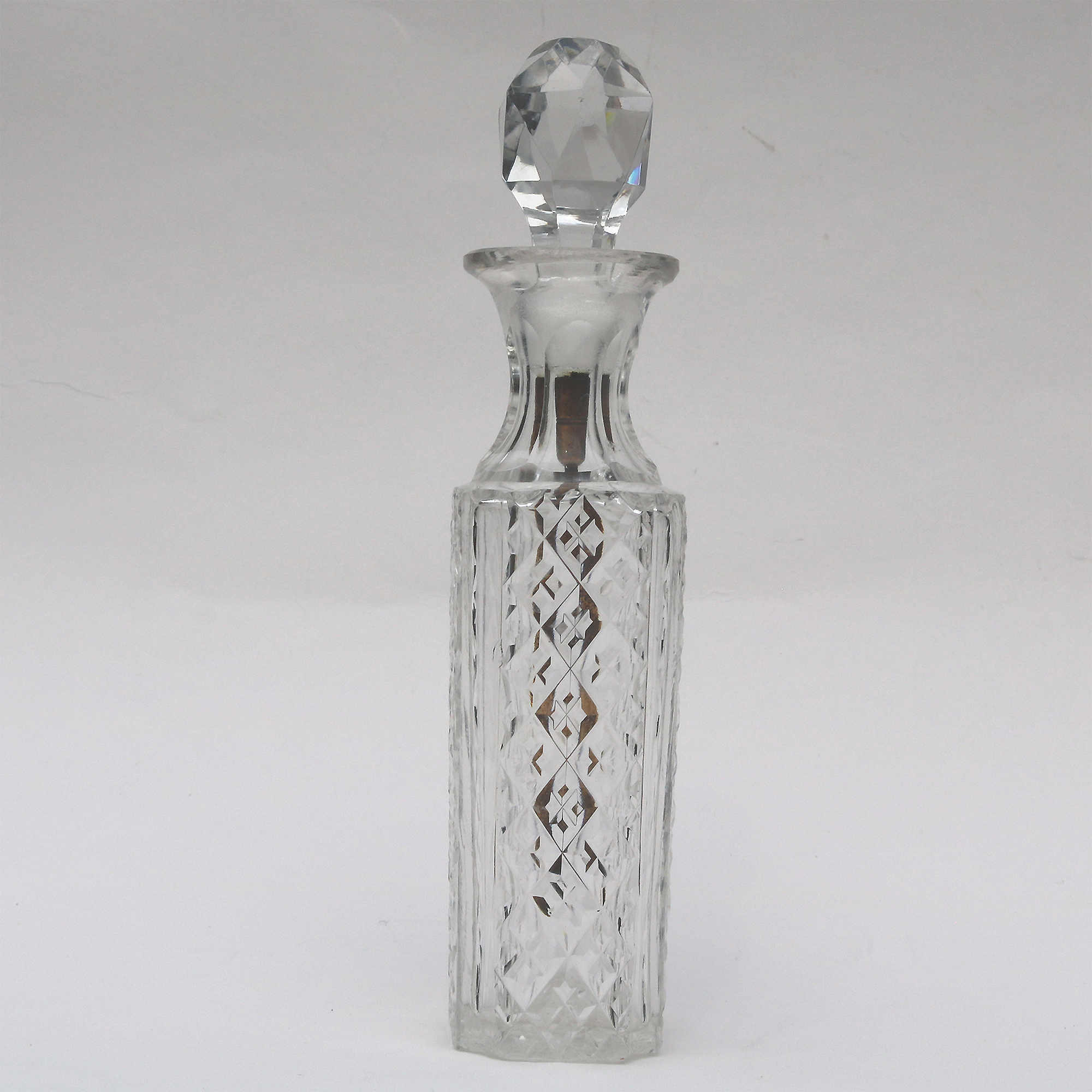An antique cut glass Cayenne Pepper Cruet Bottle & gilt Spoon C.19thC
