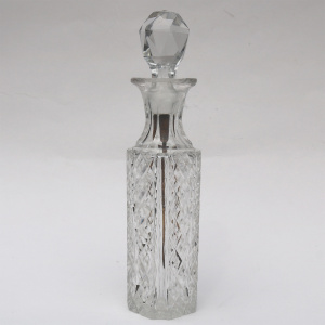 An antique cut glass Cayenne Pepper Cruet Bottle & gilt Spoon C.19thC