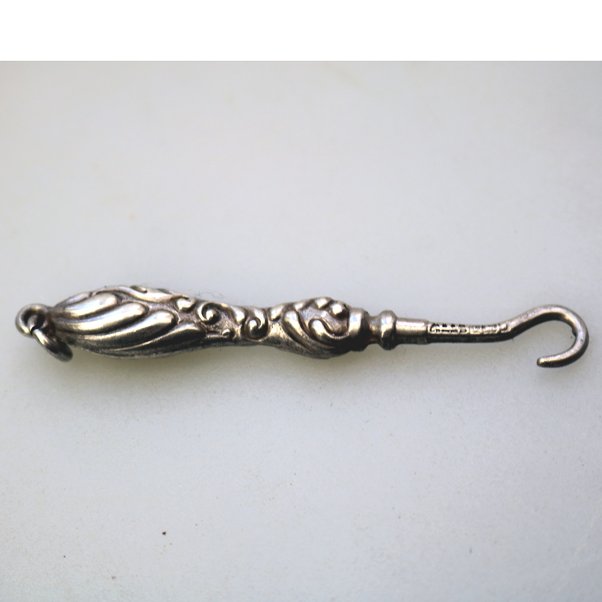 An antique all English solid silver Chatelaine Glove Hook by Adie & Lovekin 1900