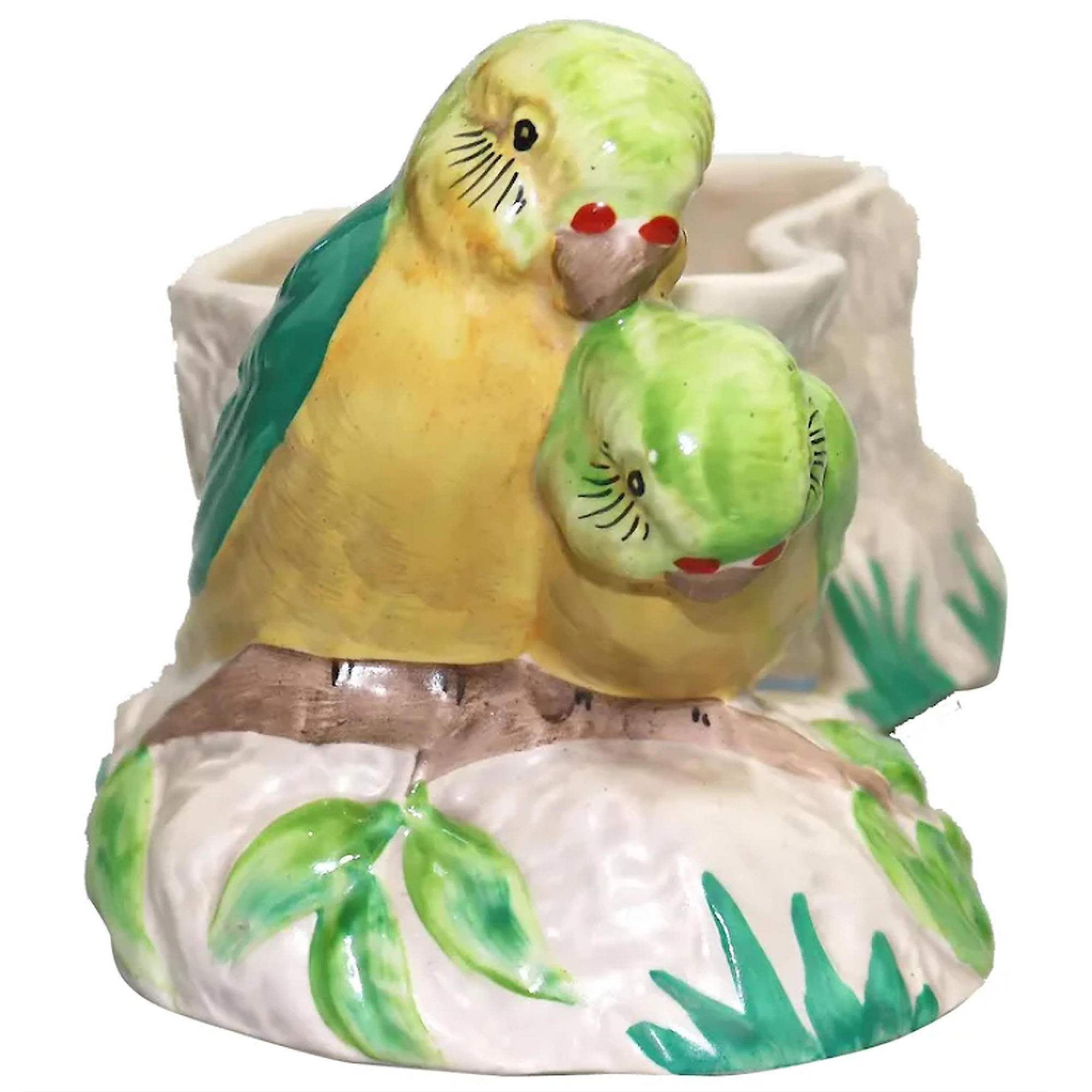 An Art Deco Newport Pottery Clarice Cliff Love Birds Trough Vase C.1937+