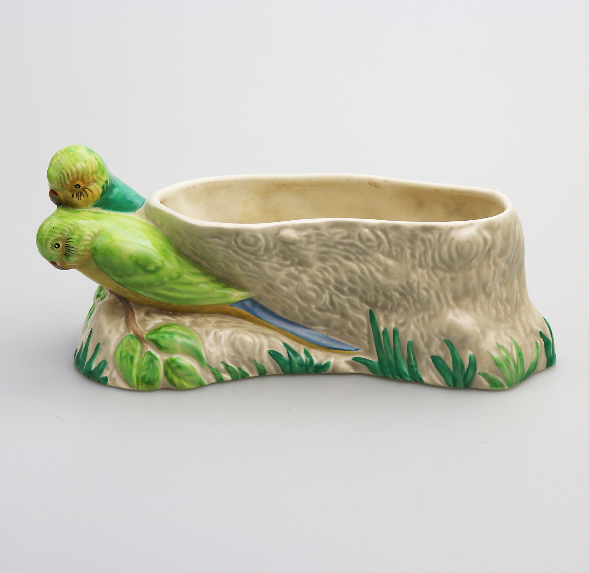 An Art Deco Newport Pottery Clarice Cliff Love Birds Trough Vase C.1937+