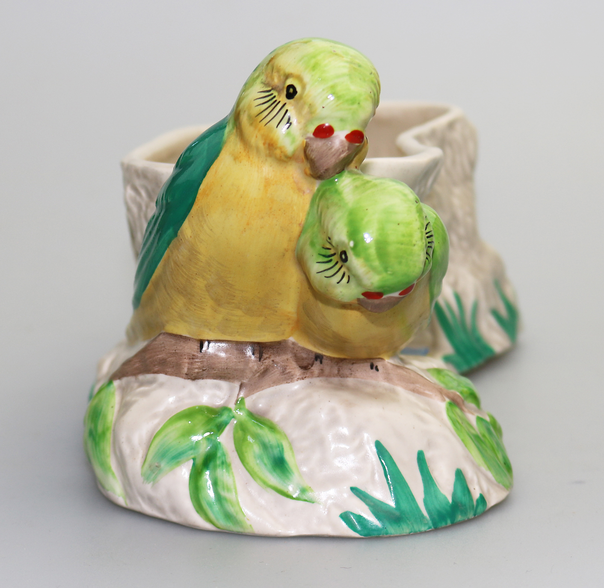 An Art Deco Newport Pottery Clarice Cliff Love Birds Trough Vase C.1937+