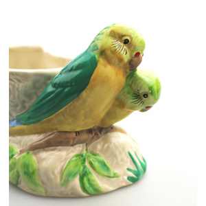 An Art Deco Newport Pottery Clarice Cliff Love Birds Trough Vase C.1937+