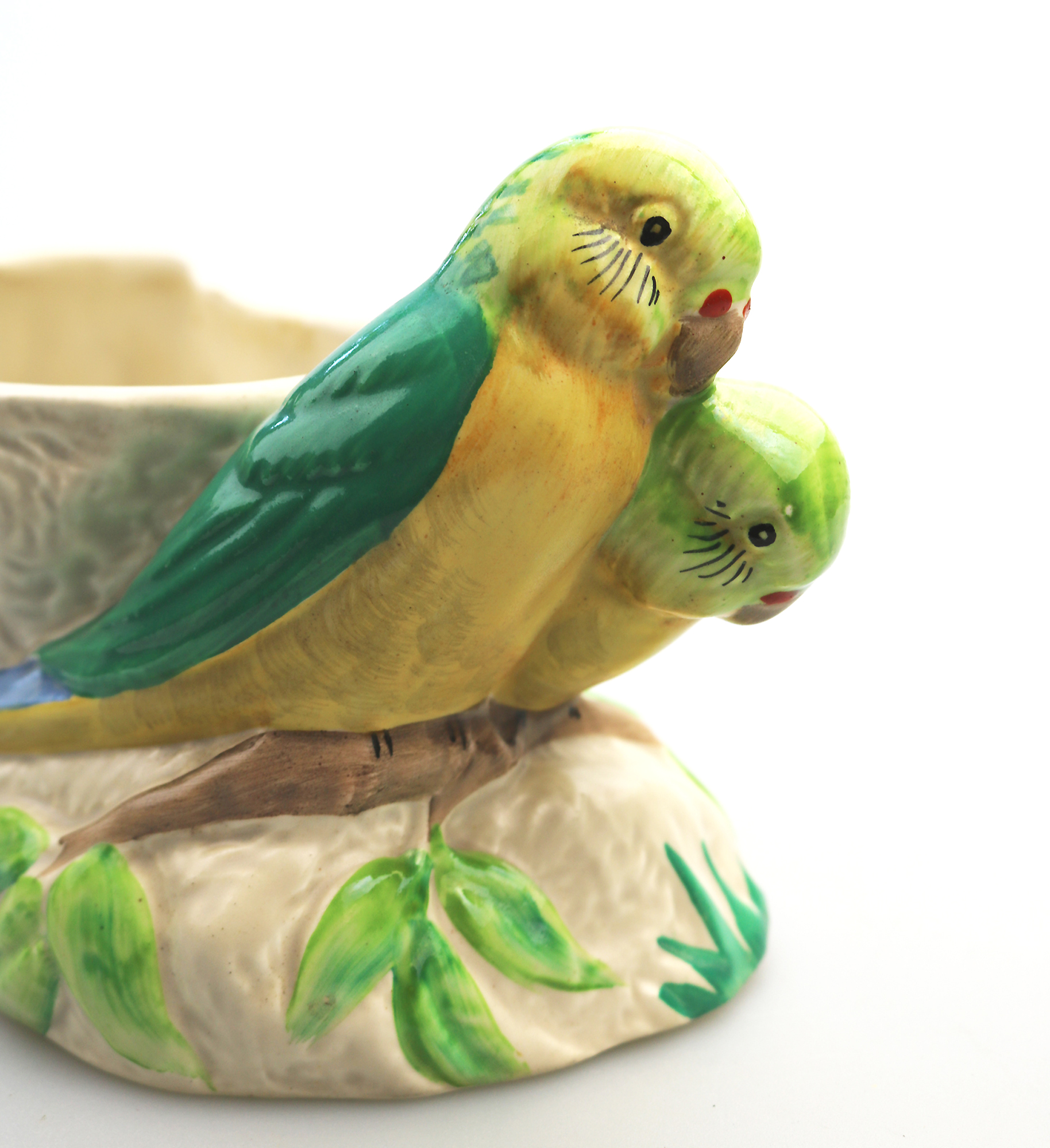 An Art Deco Newport Pottery Clarice Cliff Love Birds Trough Vase C.1937+