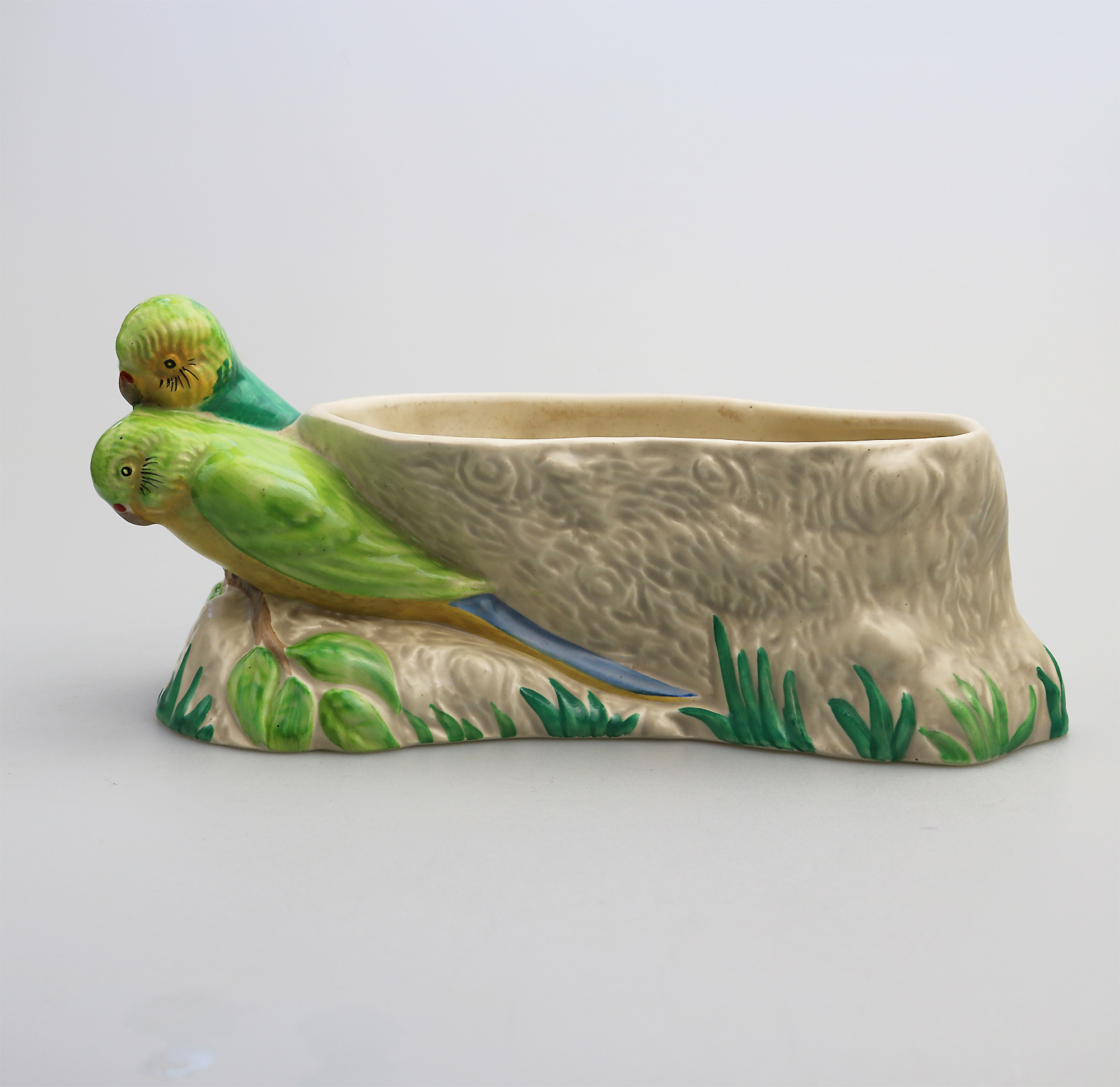 An Art Deco Newport Pottery Clarice Cliff Love Birds Trough Vase C.1937+