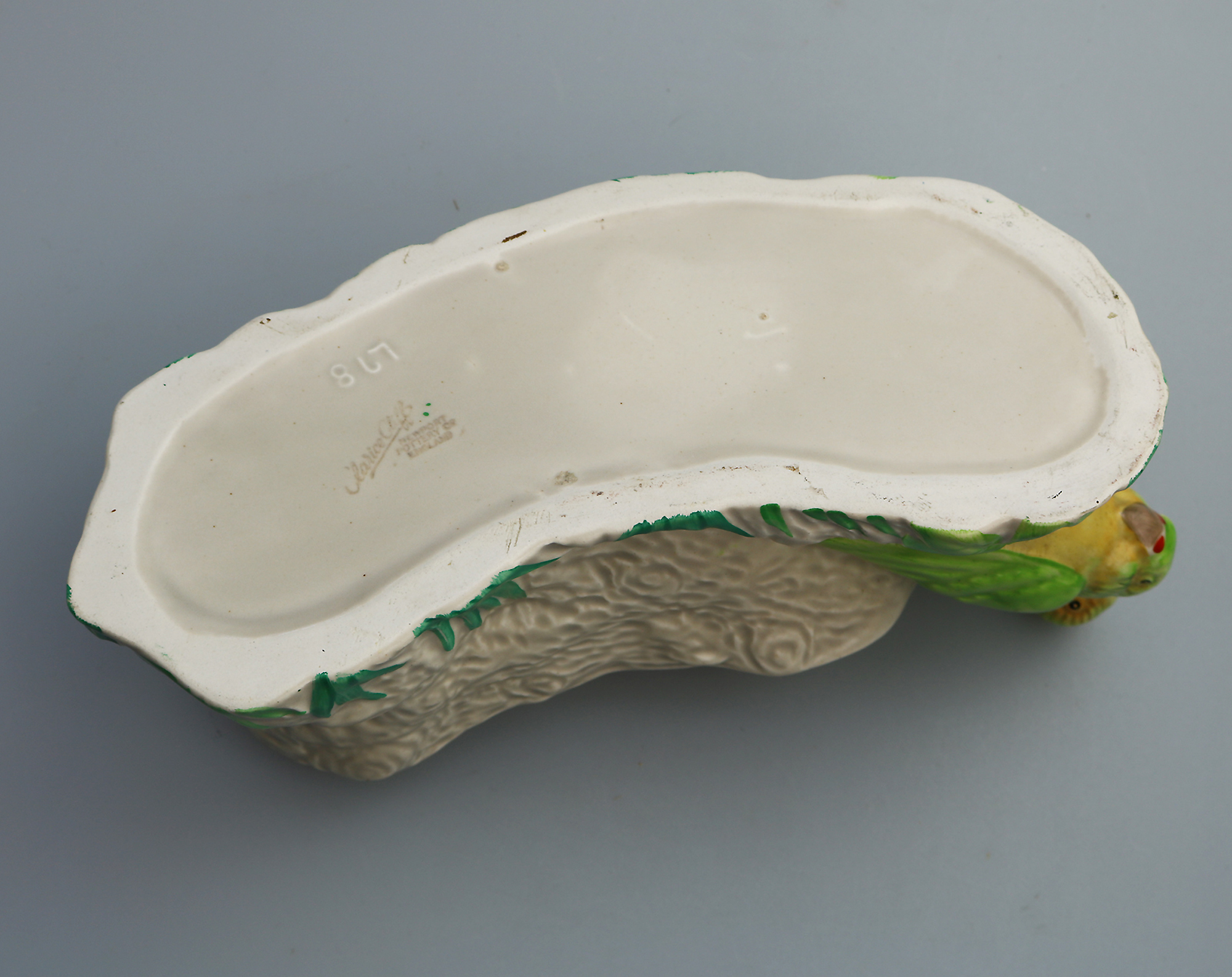 An Art Deco Newport Pottery Clarice Cliff Love Birds Trough Vase C.1937+