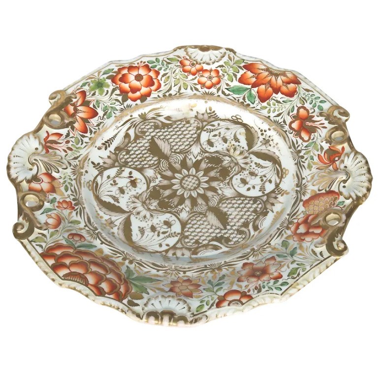 An antique Georgian finely gilded Coalport porcelain Stand Plate C.early 19thC