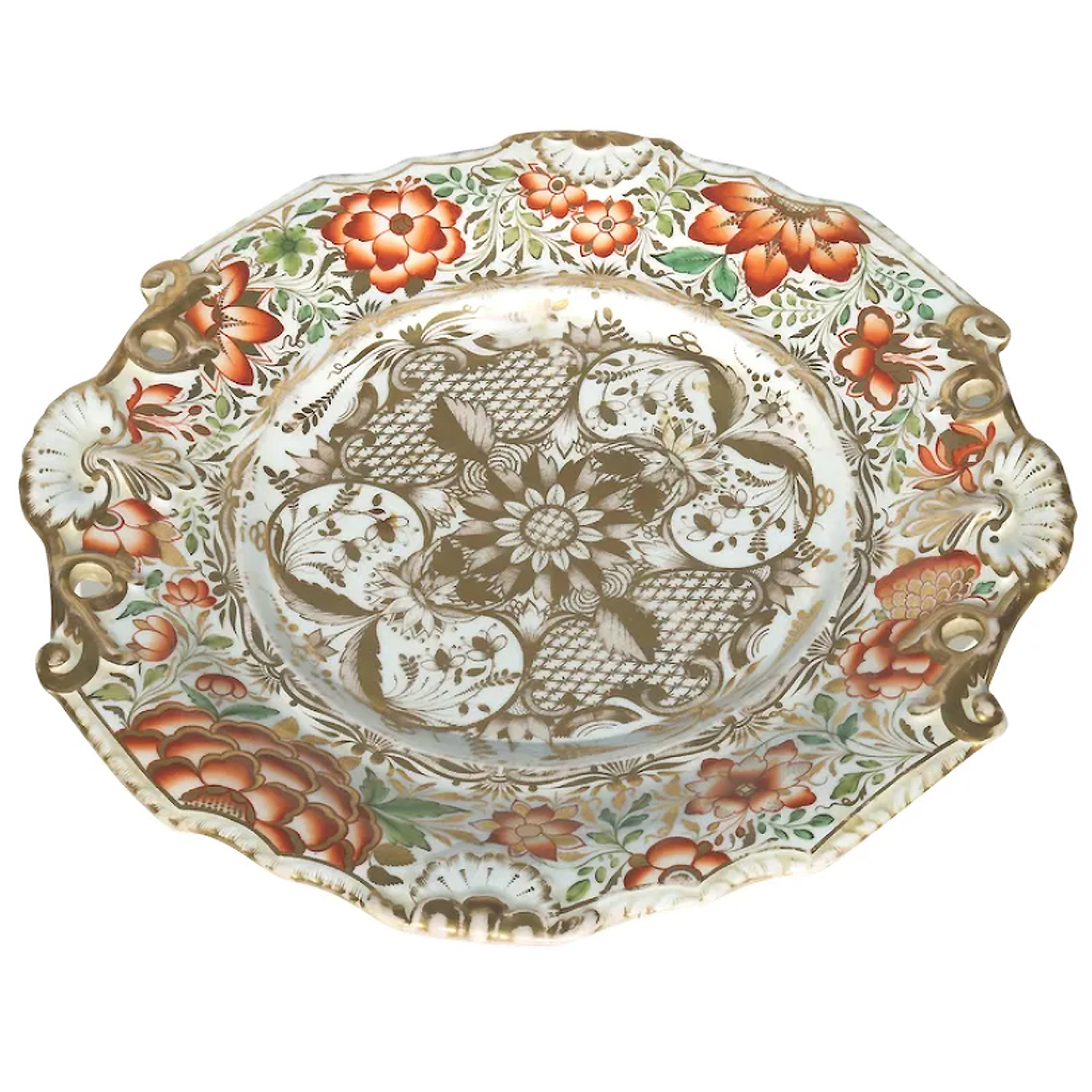 An antique Georgian finely gilded Coalport porcelain Stand Plate C.early 19thC
