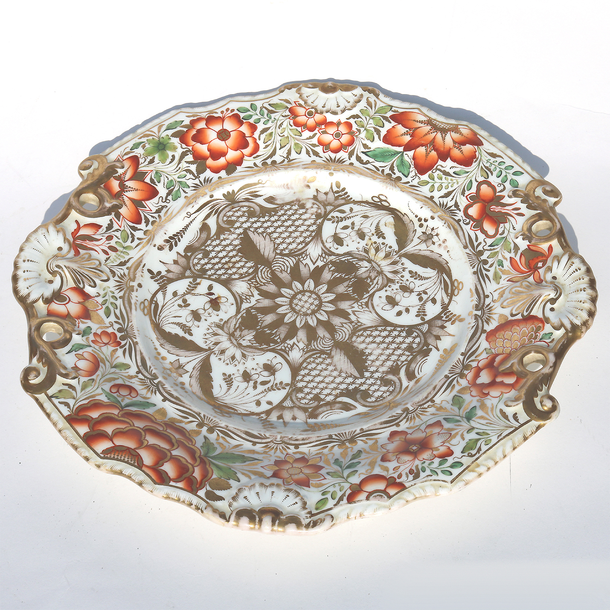 An antique Georgian finely gilded Coalport porcelain Stand Plate C.early 19thC