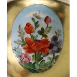 An unusual antique Coalport porcelain gilt & 3X hand-painted panels Vase C.1881