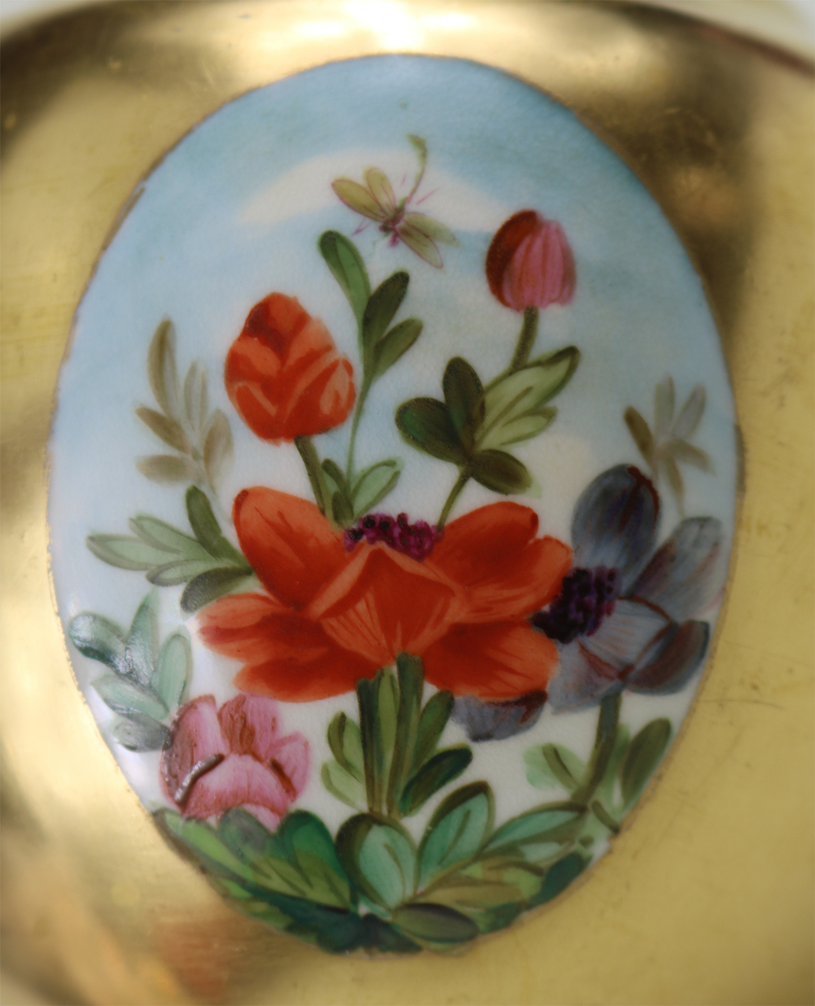 An unusual antique Coalport porcelain gilt & 3X hand-painted panels Vase C.1881