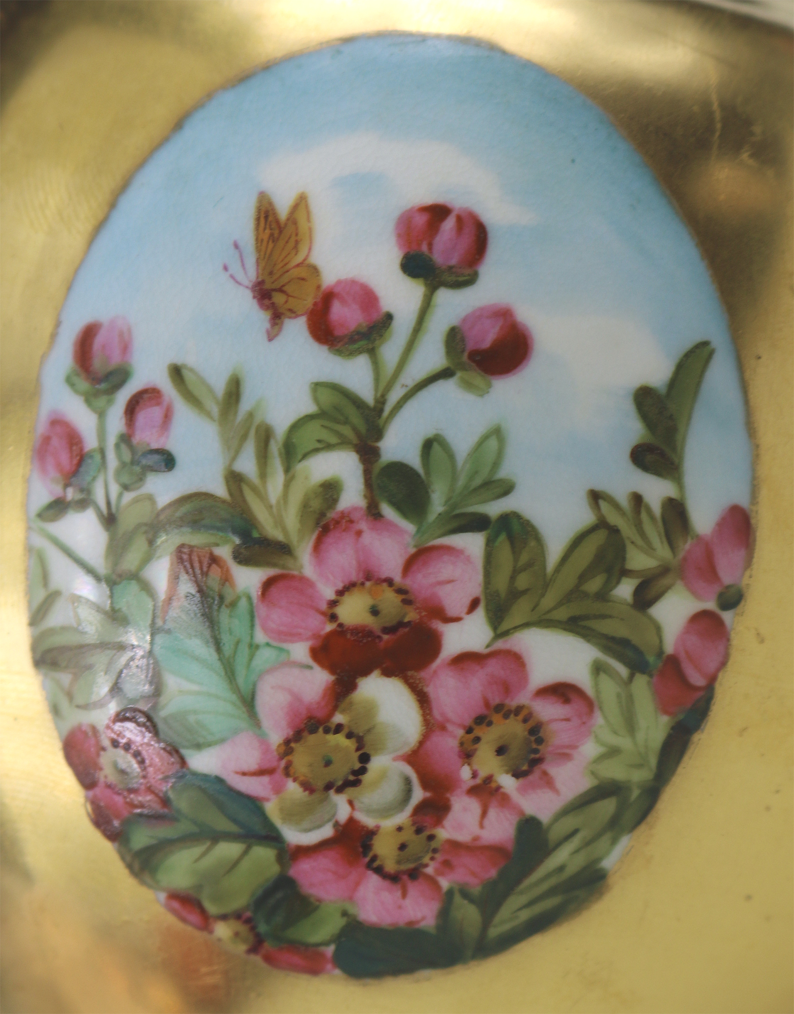 An unusual antique Coalport porcelain gilt & 3X hand-painted panels Vase C.1881
