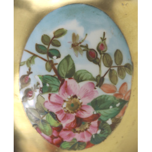 An unusual antique Coalport porcelain gilt & 3X hand-painted panels Vase C.1881