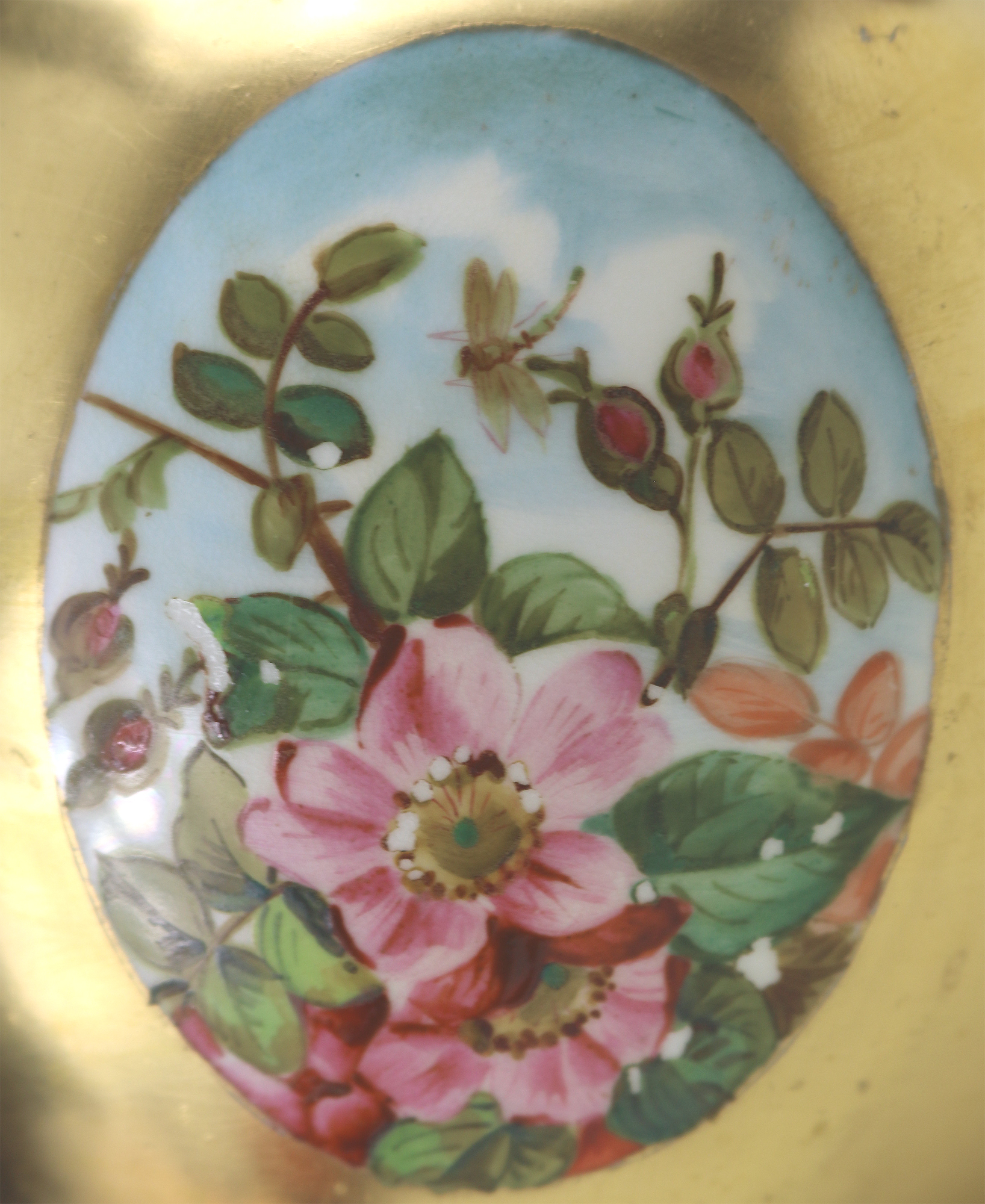 An unusual antique Coalport porcelain gilt & 3X hand-painted panels Vase C.1881