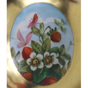 Unusual antique Coalport porcelain gilt & 3X hand-painted panels Vase 2 C.1881