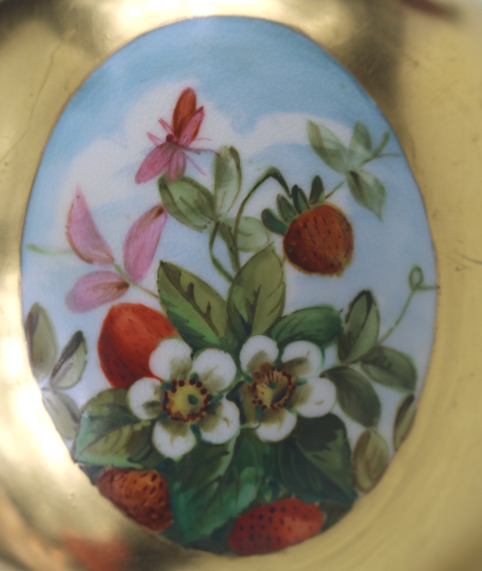 Unusual antique Coalport porcelain gilt & 3X hand-painted panels Vase 2 C.1881