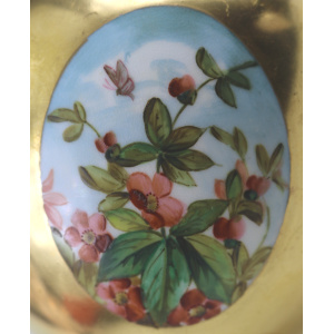 Unusual antique Coalport porcelain gilt & 3X hand-painted panels Vase 2 C.1881