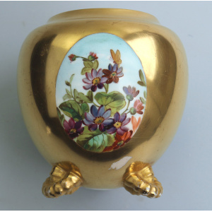 Unusual antique Coalport porcelain gilt & 3X hand-painted panels Vase 2 C.1881