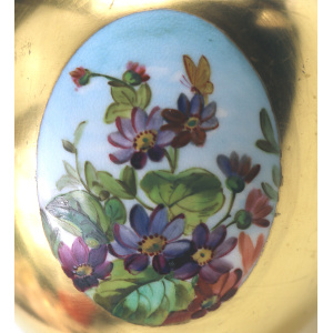 Unusual antique Coalport porcelain gilt & 3X hand-painted panels Vase 2 C.1881
