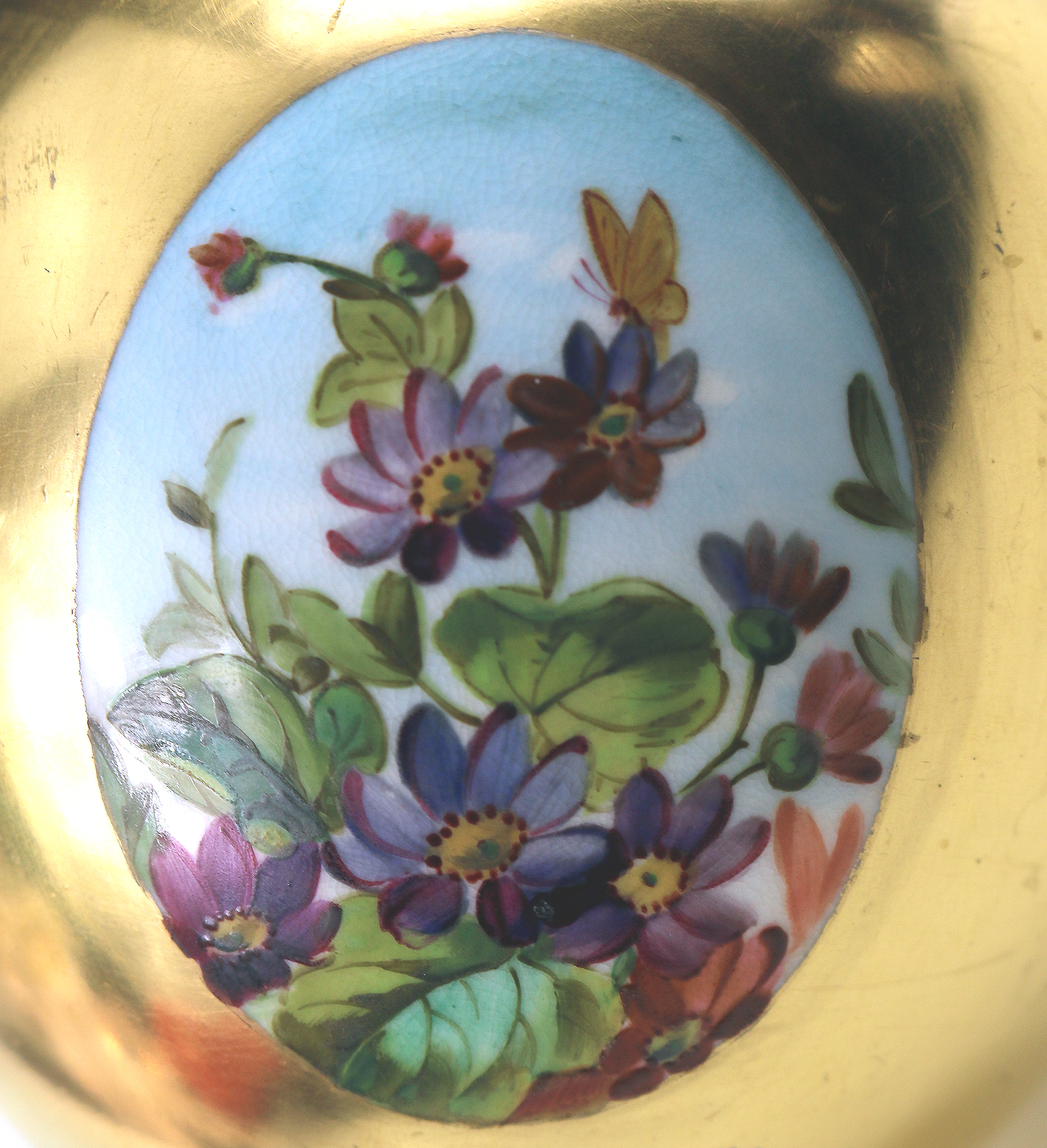 Unusual antique Coalport porcelain gilt & 3X hand-painted panels Vase 2 C.1881