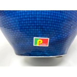 Cobalt Blue Portuguese Ceramic Vessel with Woven Texture