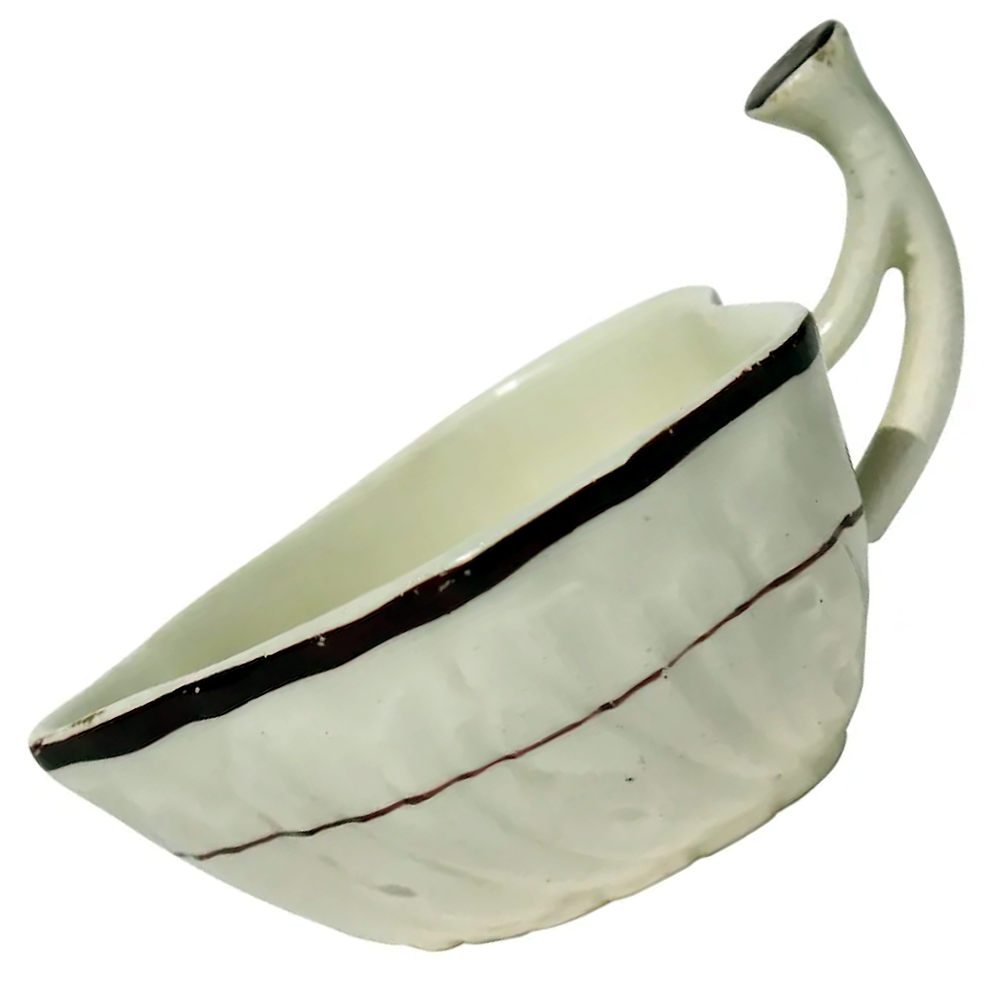 A fine & rare antique Georgian moulded Creamware pottery Butter Boat C.1785