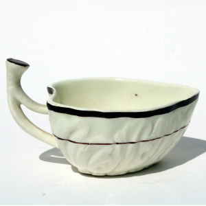 A fine & rare antique Georgian moulded Creamware pottery Butter Boat C.1785