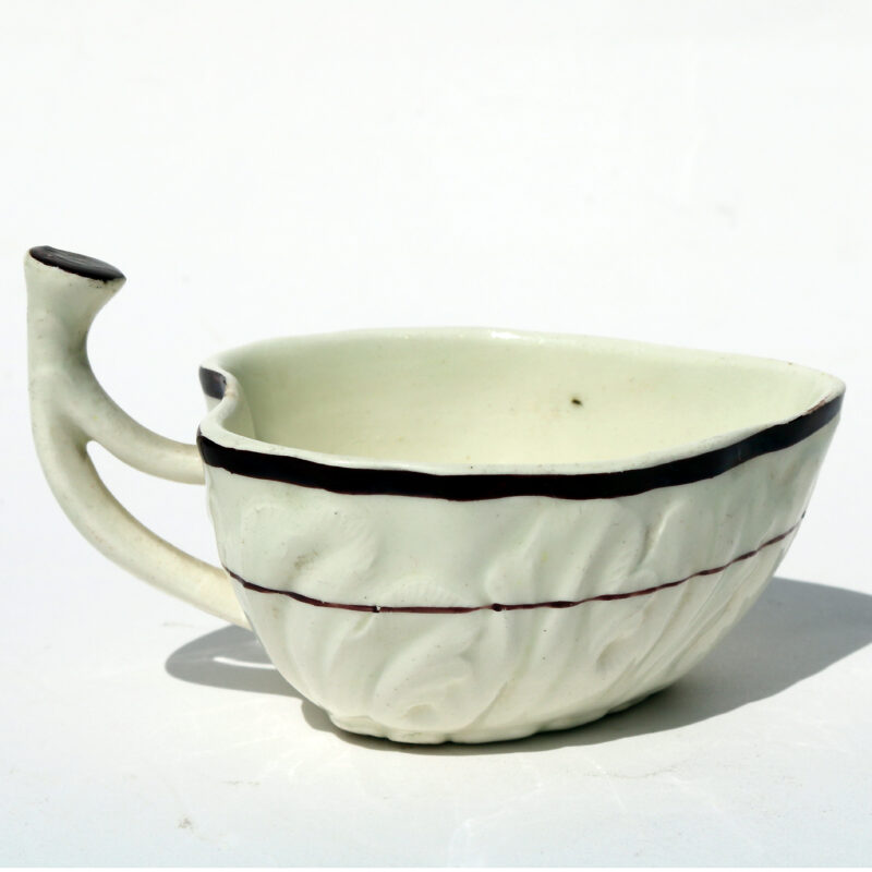 A fine & rare antique Georgian moulded Creamware pottery Butter Boat C.1785