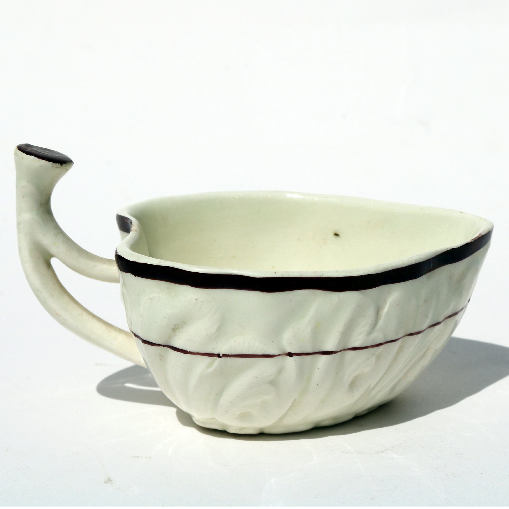 A fine & rare antique Georgian moulded Creamware pottery Butter Boat C.1785