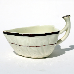 A fine & rare antique Georgian moulded Creamware pottery Butter Boat C.1785