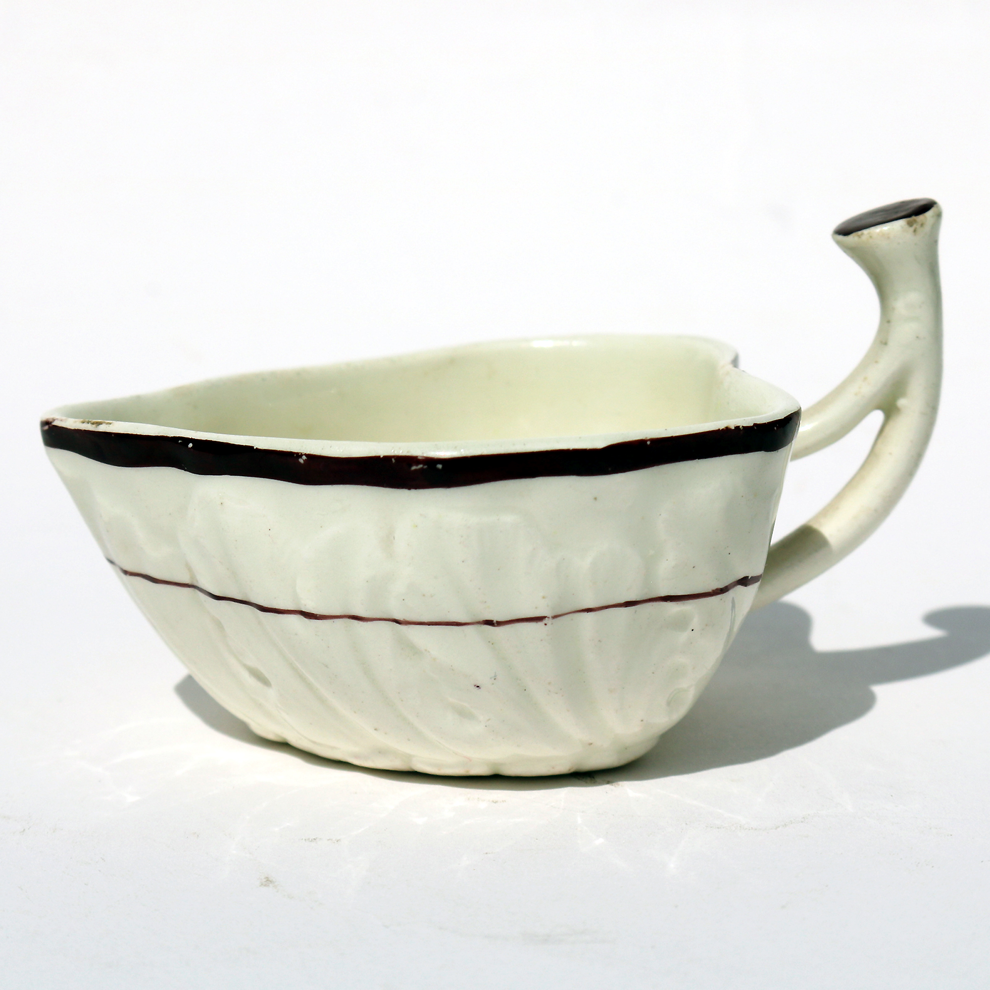 A fine & rare antique Georgian moulded Creamware pottery Butter Boat C.1785