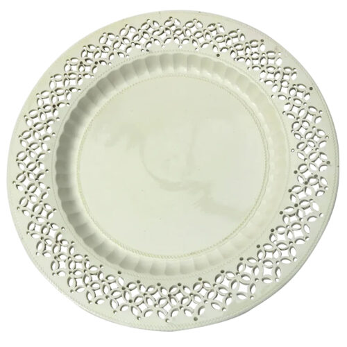 A fine & large antique Georgian English Creamware pottery pierced Plate C.1780