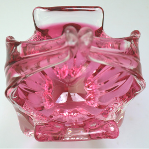A wonderful Josef Hospodka Chribska Glassworks organic glass Basket Vase C.1960+