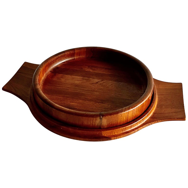 Danish Modern Teak Handled Serving Tray and Bowl by Jens Quistgaard for Dansk
