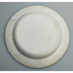 Antique English pearlware pottery Davenport Chinoiserie Ruins B&W Plate C.1810+