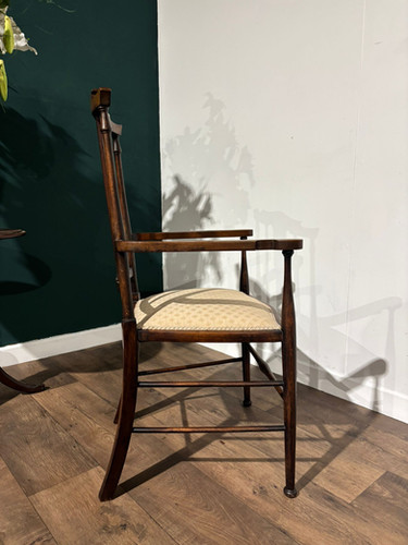 Edwardian mahogany inlaid occasional chair