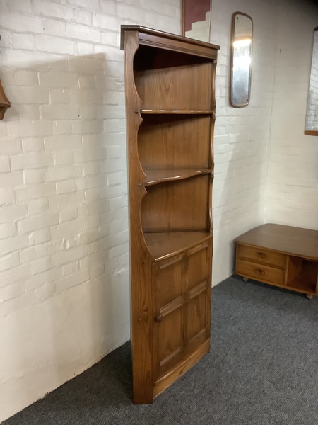 Ercol Colonial Corner Display Cabinet In Golden Dawn Finish.