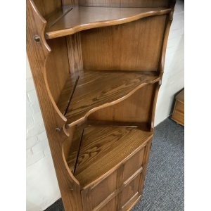 Ercol Colonial Corner Display Cabinet In Golden Dawn Finish.