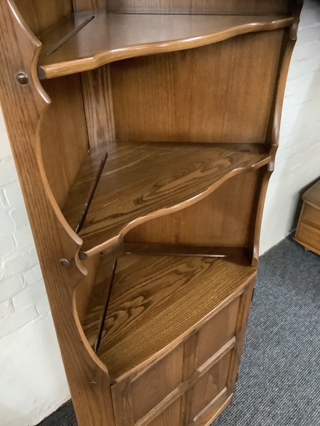 Ercol Colonial Corner Display Cabinet In Golden Dawn Finish.