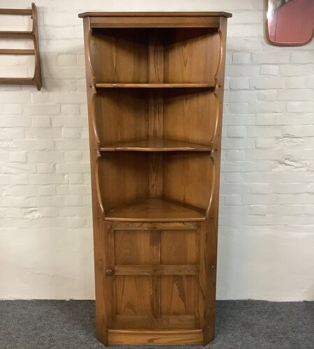 Ercol Colonial Corner Display Cabinet In Golden Dawn Finish.
