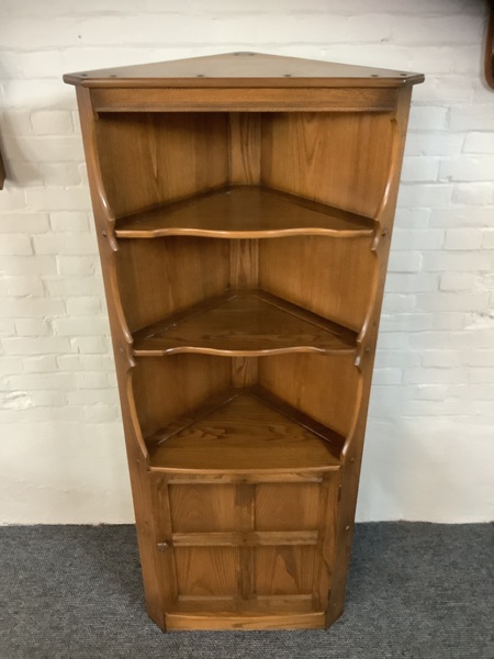 Ercol Colonial Corner Display Cabinet In Golden Dawn Finish.